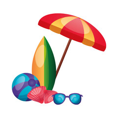 umbrella surfboard glasses shells and ball vector design