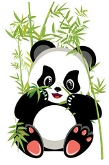 Cartoon panda with bamboo