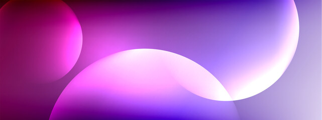 Vector abstract background liquid bubble circles on fluid gradient with shadows and light effects. Shiny design templates for text