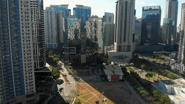 Sunrise, Arya Towers, Icon, Finance Center. BGC Business Center Rising Above Aerial View. Manila
