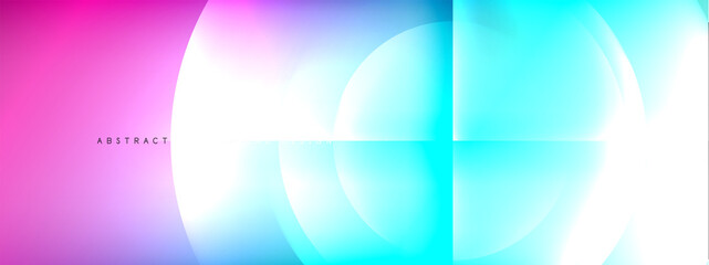 Vector abstract background - circle and cross on fluid gradient with shadows and light effects. Techno or business shiny design templates for text