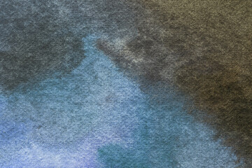 Abstract art background dark gray and blue colors. Watercolor painting on canvas with grunge stains.