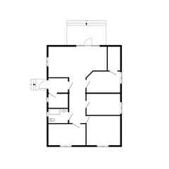 Black  floor plan of a modern unfurnished apartment isolated on white background. Vector blueprint suburban house  for your design.  Interesting architectural project.