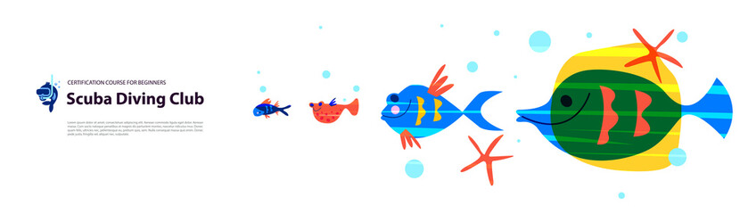Tropical fish. Marine life, underwater world, aquarium fish. Vector illustration on a white background.
