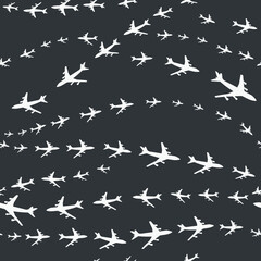 Seamless stylish pattern with planes