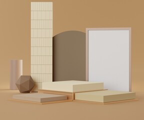 3d abstract render scene of minimal Podium for display products and advertising with clean background