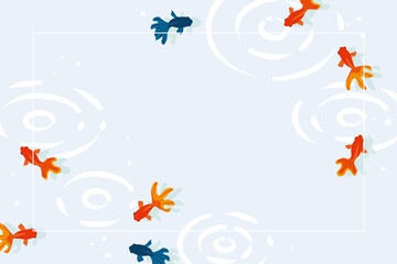 Vector red and black goldfish background illustration