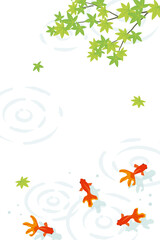 Obraz na płótnie Canvas Vector goldfish and green leaves background illustration