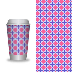 Coffee Cup With Patterns Template. Vector Illustration. 