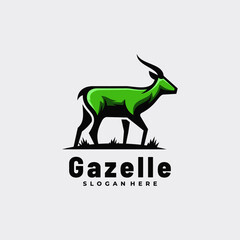 Vector Logo Illustration Gazelle Simple Mascot Style.