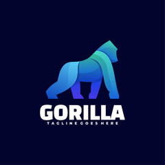 Vector Logo Illustration Gorilla Gradient Colorful Style. © Artnivora
