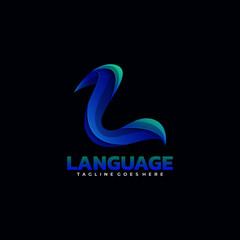 Vector Logo Illustration Language Gradient Colorful Style.