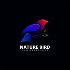 Vector Logo Illustration Nature Bird Gradient Colorful Style.