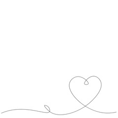 Love heart vector, continuous one line drawing. Vector