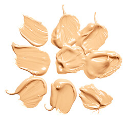 Set of liquid makeup foundation smudges