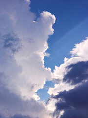 Blue sky with big clouds. Nature background