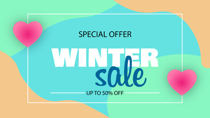   Winter sale  banner with red sale text 