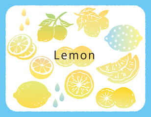 レモンのアイコンイラスト・セット。ベクター画像。