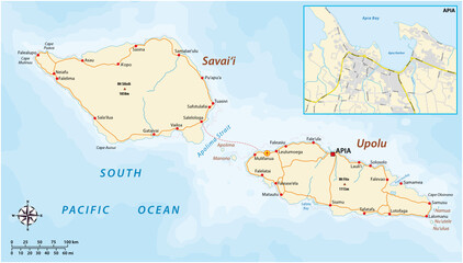 vector road map of Samoa with city map Apia © lesniewski