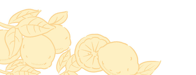 背景やバナーに使える、レモンのスケッチ風イラスト。ベクター画像。