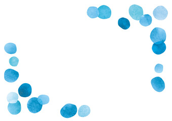 水彩の青い水玉 フレームイラスト