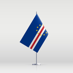 Cape Verde flag state symbol isolated on background national banner. Greeting card National Independence Day of the Republic of Cape Verde. Illustration banner with realistic state flag.