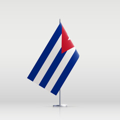 Cuba flag state symbol isolated on background national banner. Greeting card National Independence Day of the republic of Cuba. Illustration banner with realistic state flag of liberty island.