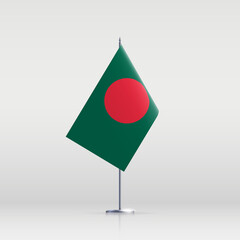 Bangladesh flag state symbol isolated on background national banner. Greeting card National Independence Day of the People's Republic of Bangladesh. Illustration banner with realistic state flag.