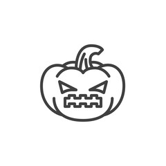 Screaming pumpkin face emoticon line icon. linear style sign for mobile concept and web design. Angry pumpkin emoji outline vector icon. Symbol, logo illustration. Vector graphics