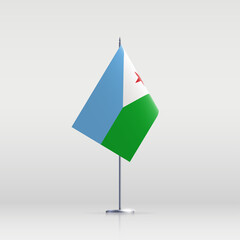 Djibouti flag state symbol isolated on background national banner. Greeting card National Independence Day of the Republic of Djibouti. Illustration banner with realistic state flag.