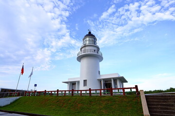 Fototapeta na wymiar Sandiaojiao lighthouse, located in New Taipei City, Taiwan (also known as The Cape Santiago lighthouse