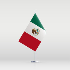 Mexico flag state symbol isolated on background national banner. Greeting card National Independence Day of the United Mexican States. Illustration banner with realistic state flag of UMS.