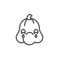 Fototapeta premium Crying pumpkin face line icon. linear style sign for mobile concept and web design. Pumpkin with tear drops outline vector icon. Symbol, logo illustration. Vector graphics