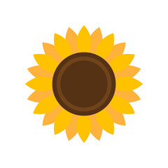 Colorful Sunflower. Flat icon. Vector illustration. Flat icon. Isolated element on white background. Great for the design of banners, decoration, logo, label, stickers, cards, textiles, packing, etc.