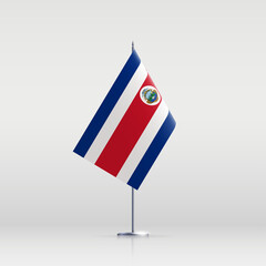 Costa Rica flag state symbol isolated on background national banner. Greeting card National Independence Day of the Republic of Costa Rica. Illustration banner with realistic state flag.