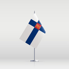 Fototapeta premium Finland flag state symbol isolated on background national banner. Greeting card National Independence Day of the Republic of Finland. Illustration banner with realistic state flag.