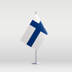 Finland flag state symbol isolated on background national banner. Greeting card National Independence Day of the Republic of Finland. Illustration banner with realistic state flag.