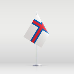 Faroe Islands flag state symbol isolated on background national banner.Greeting card National Independence Day of the Kingdom of Denmark of Faroe Islands. Illustration banner with realistic state flag