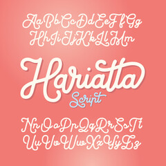 Smooth monoline script font named Harietta