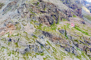 Valmalenco, Italy, aerial view of the Longoni refuge