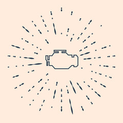Black Check engine icon isolated on beige background. Abstract circle random dots. Vector Illustration