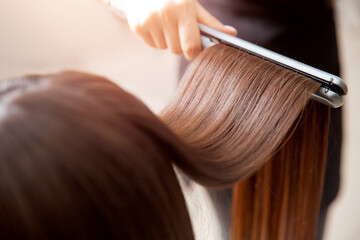 Concept lamination, lifting. Keratin recovery hair and protein treatment pile with professional...