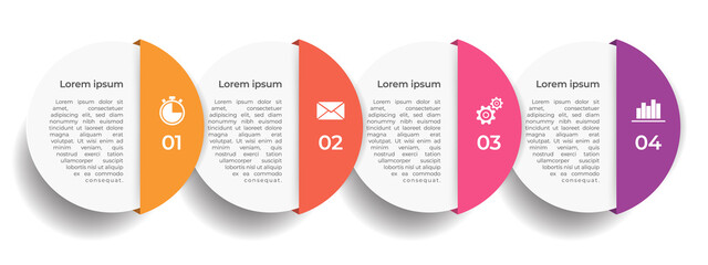 Timeline infographic template circle 4 options.