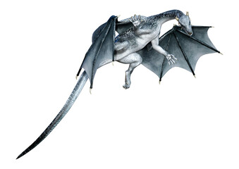 3D Rendering Fairy Tale Dragon on White