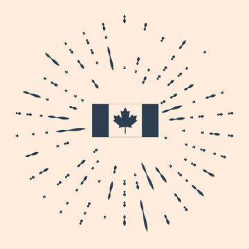 Black Canada flag icon isolated on beige background. Abstract circle random dots. Vector Illustration