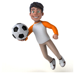 Fun 3D cartoon Asian teenager .