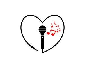 Love microphone and music note