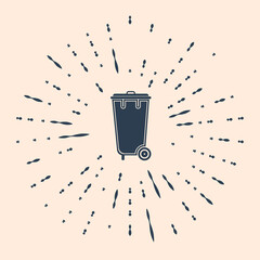 Black Trash can icon isolated on beige background. Garbage bin sign. Recycle basket icon. Office trash icon. Abstract circle random dots. Vector Illustration