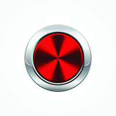 red round button with silver metal frame