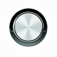 realistic silver button with black metal frame